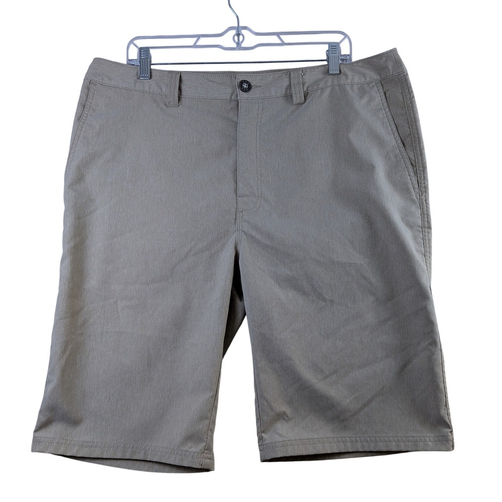 BKE Hybrid Shorts Mens 36 Tan Standard Fit Flat Front Casual Outdoor Walking